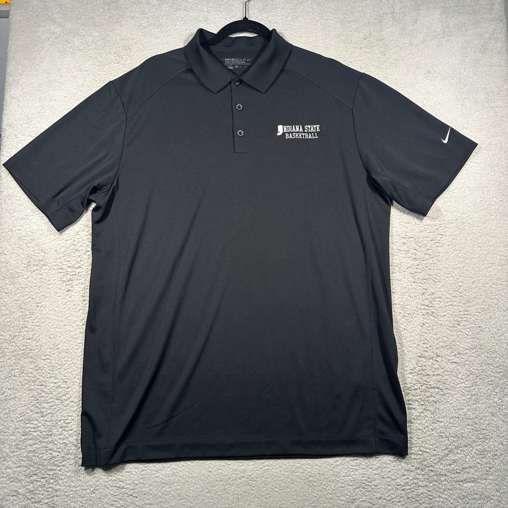 Nike Polo Shirt Mens XL Black Indiana State University Basketball Dri-FIT Golf